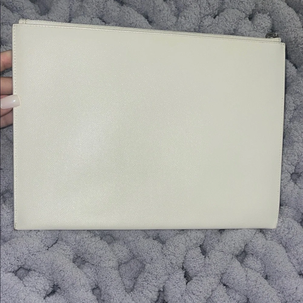 Saint Laurent Ivory Leather Clutch